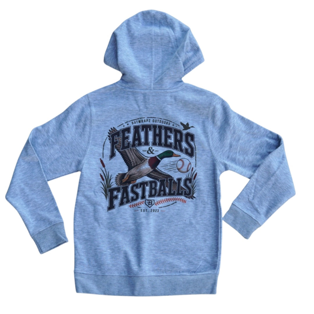 BatWrapz Feathers and Fastballs Hoodie Youth - Gray