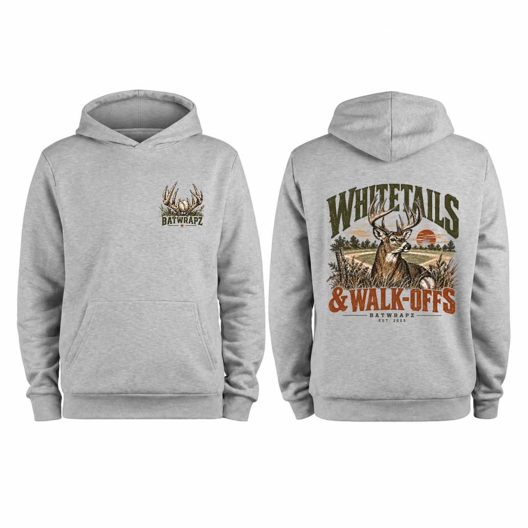 BatWrapz Whitetails and Walk-Offs Hoodie Youth - Gray