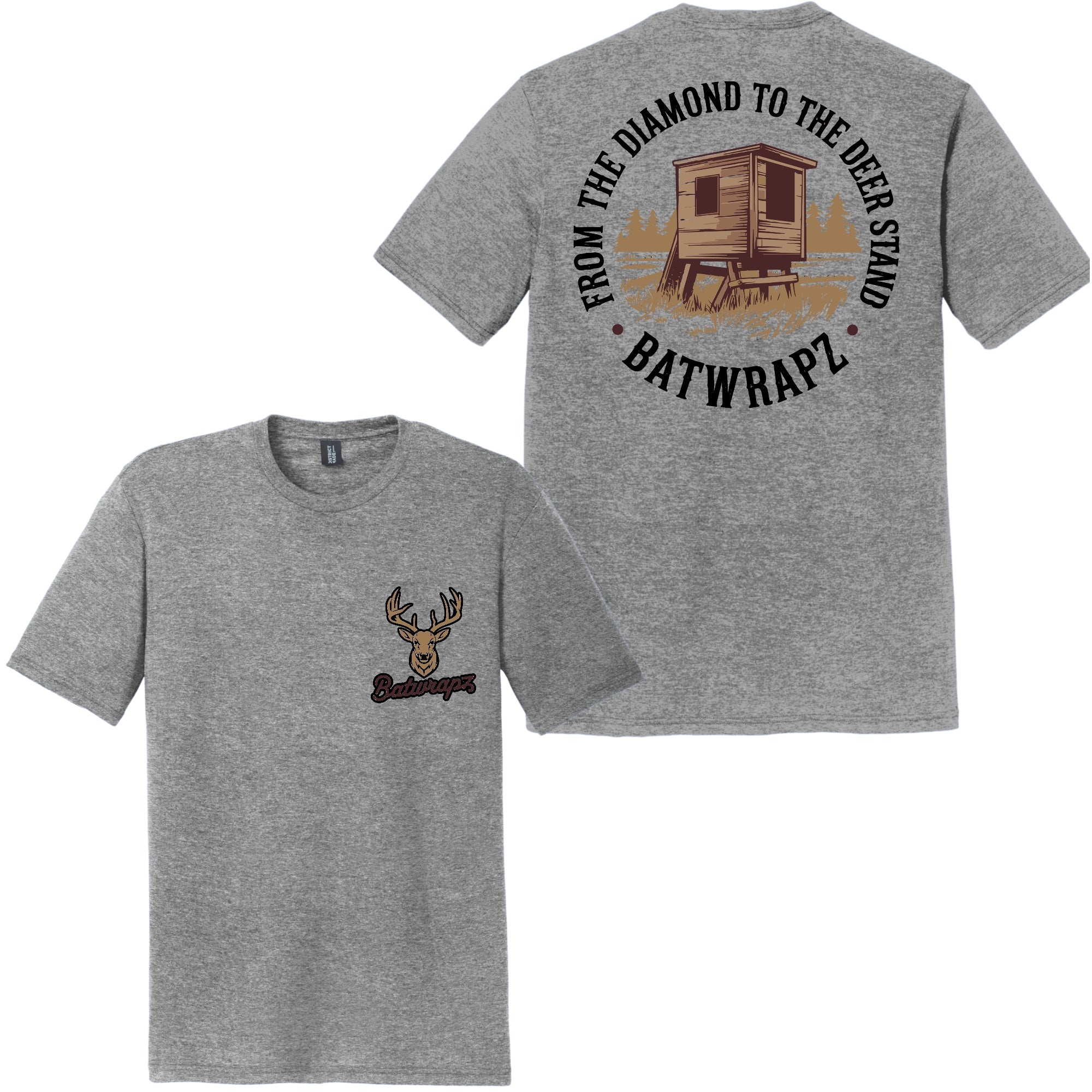 BatWrapz "Diamond to Deer Stand" Adult Tee - Gray