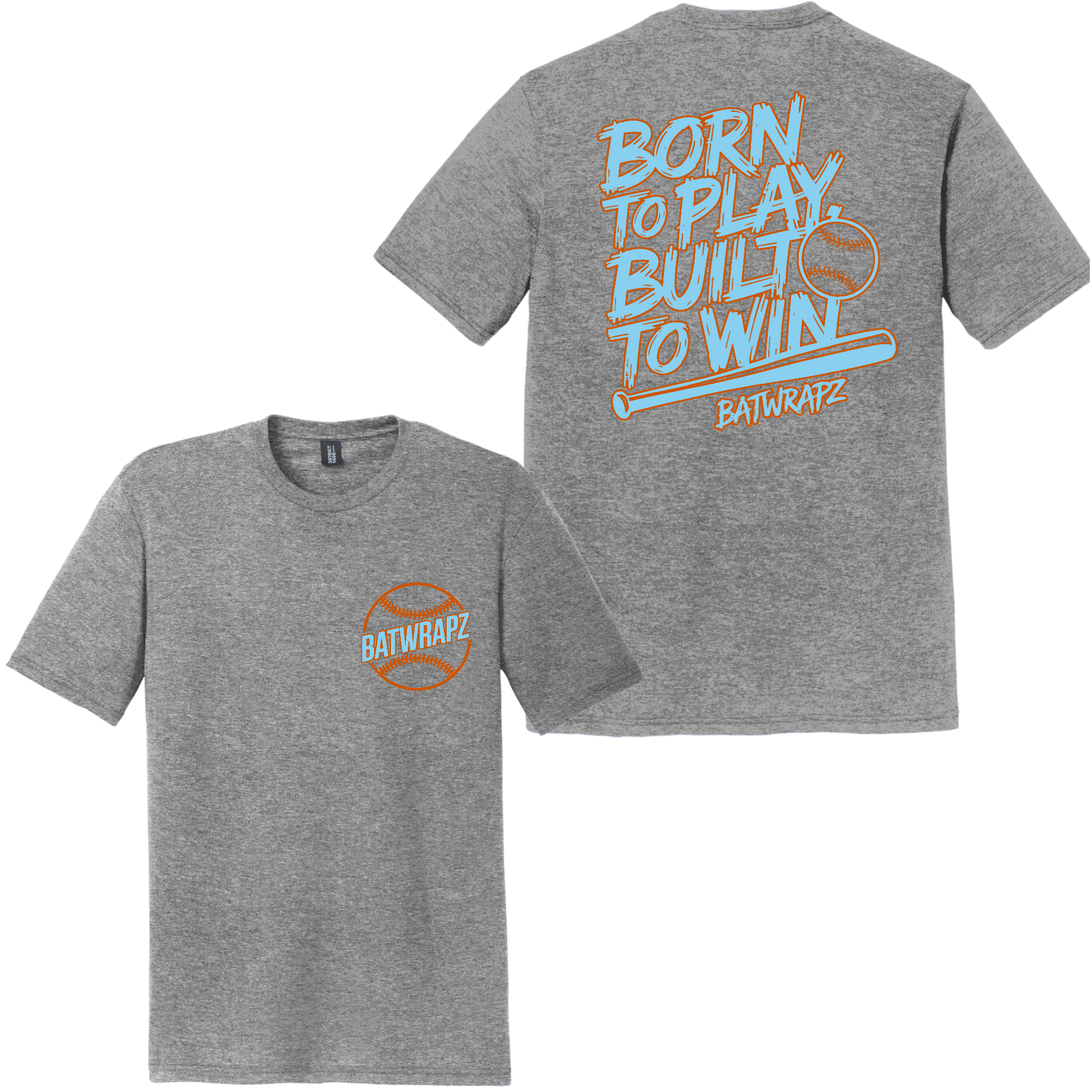 BatWrapz "Born to Play" Youth Tee - Heather Gray