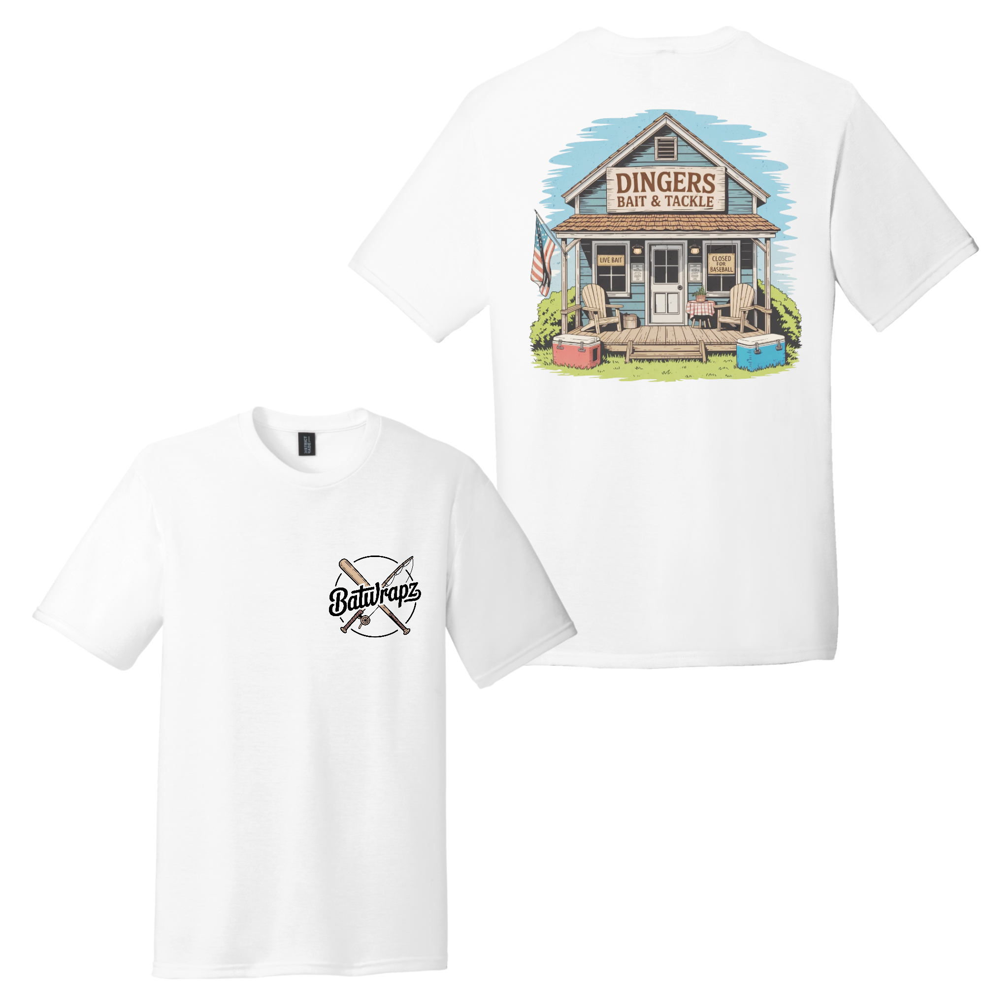 BatWrapz Baseball Gone Fishing Youth T-Shirt - White