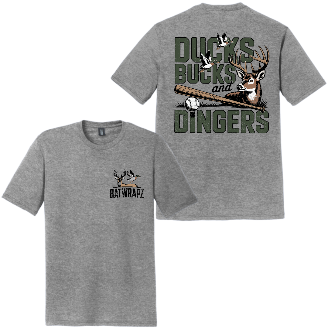 BatWrapz Baseball Ducks, Bucks and Dingers Youth T-Shirt - Gray