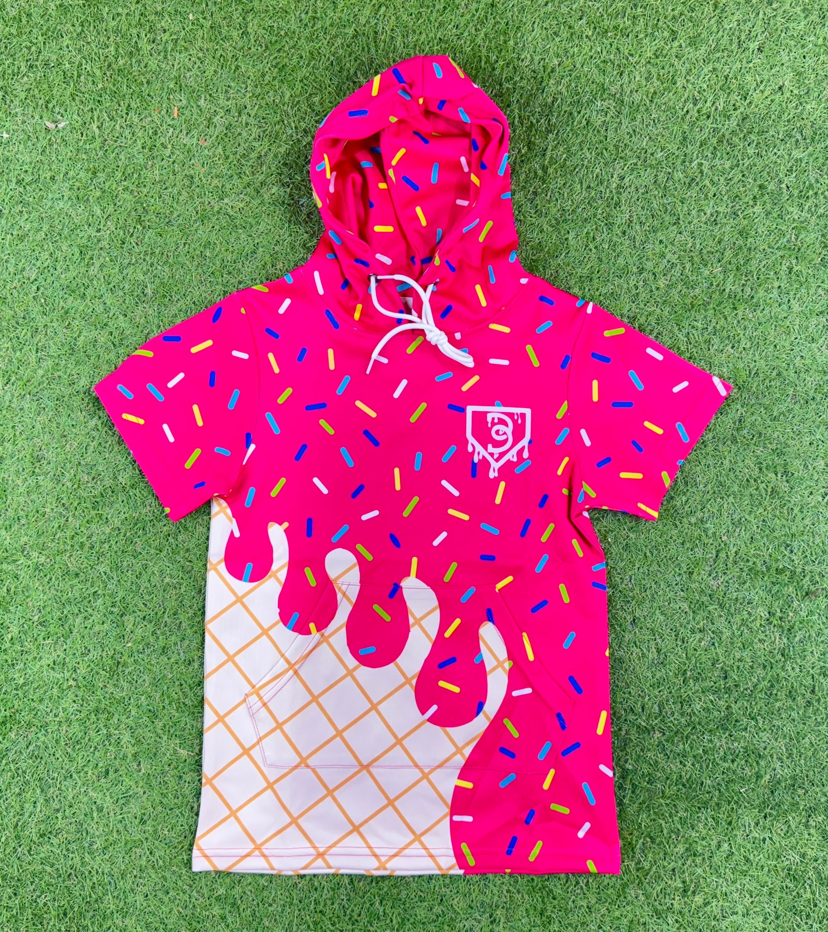BatWrapz Baseball Ice Cream Short Sleeve Training Hoodie Youth - Pink