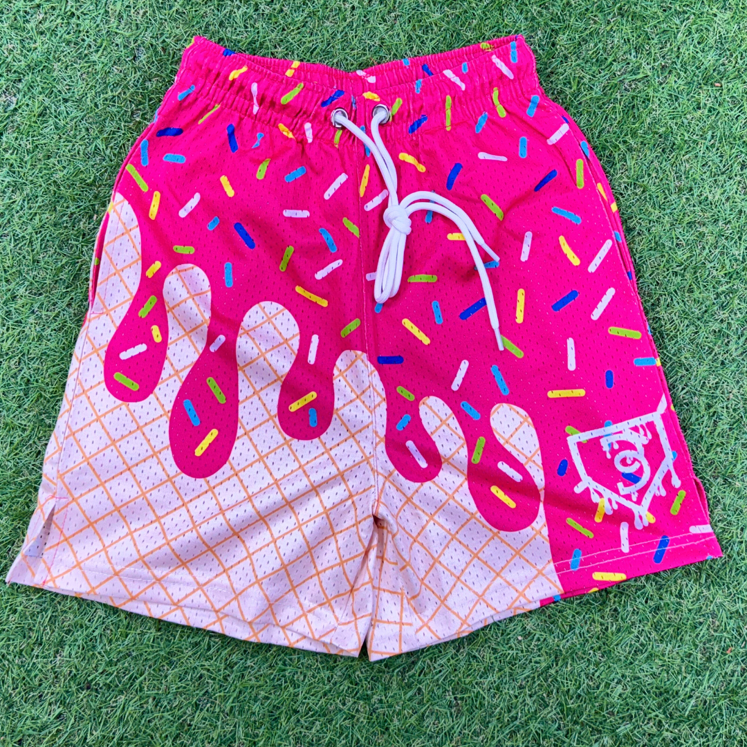 BatWrapz Pink Ice Cream Baseball Training Shorts - Youth