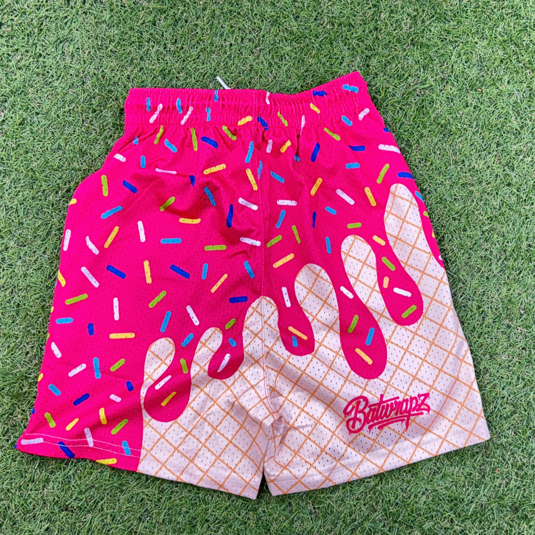 BatWrapz Pink Ice Cream Training Shorts (Single Lined) - Youth