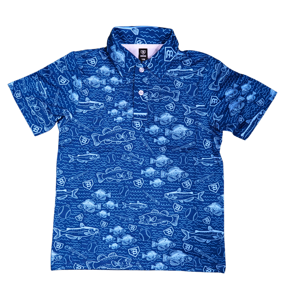 BatWrapz Fishin' For Dingers Short Sleeve Performance Polo - Youth