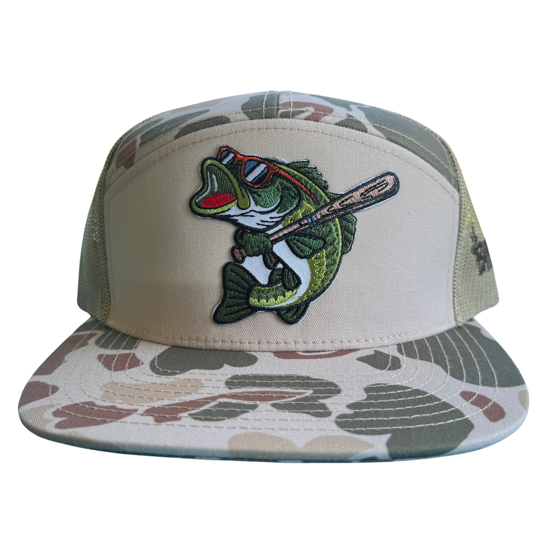 BatWrapz "Baseball Bass" Hat 7 Panel Snap Back - Sandstone Duck Camo