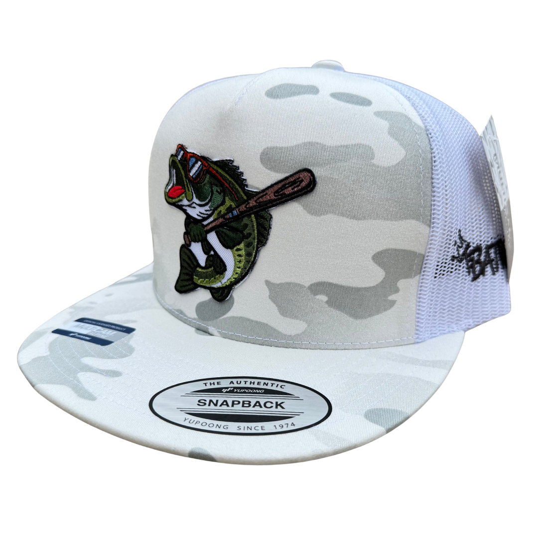 BatWrapz "Baseball Bass" Hat Snap Back - White Camo
