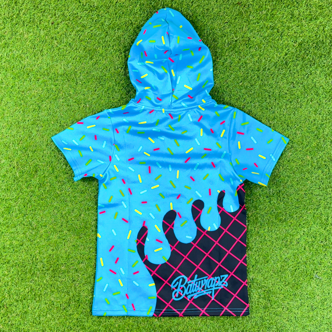 BatWrapz Baseball Ice Cream Short Sleeve Training Hoodie Youth - Blue