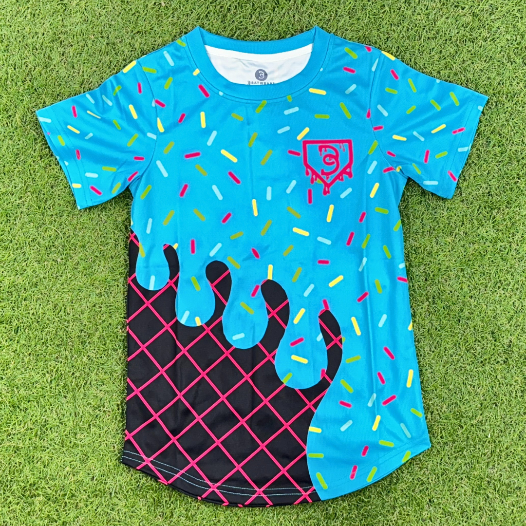 BatWrapz Baseball Ice Cream Short Sleeve Training Tee Youth - Blue