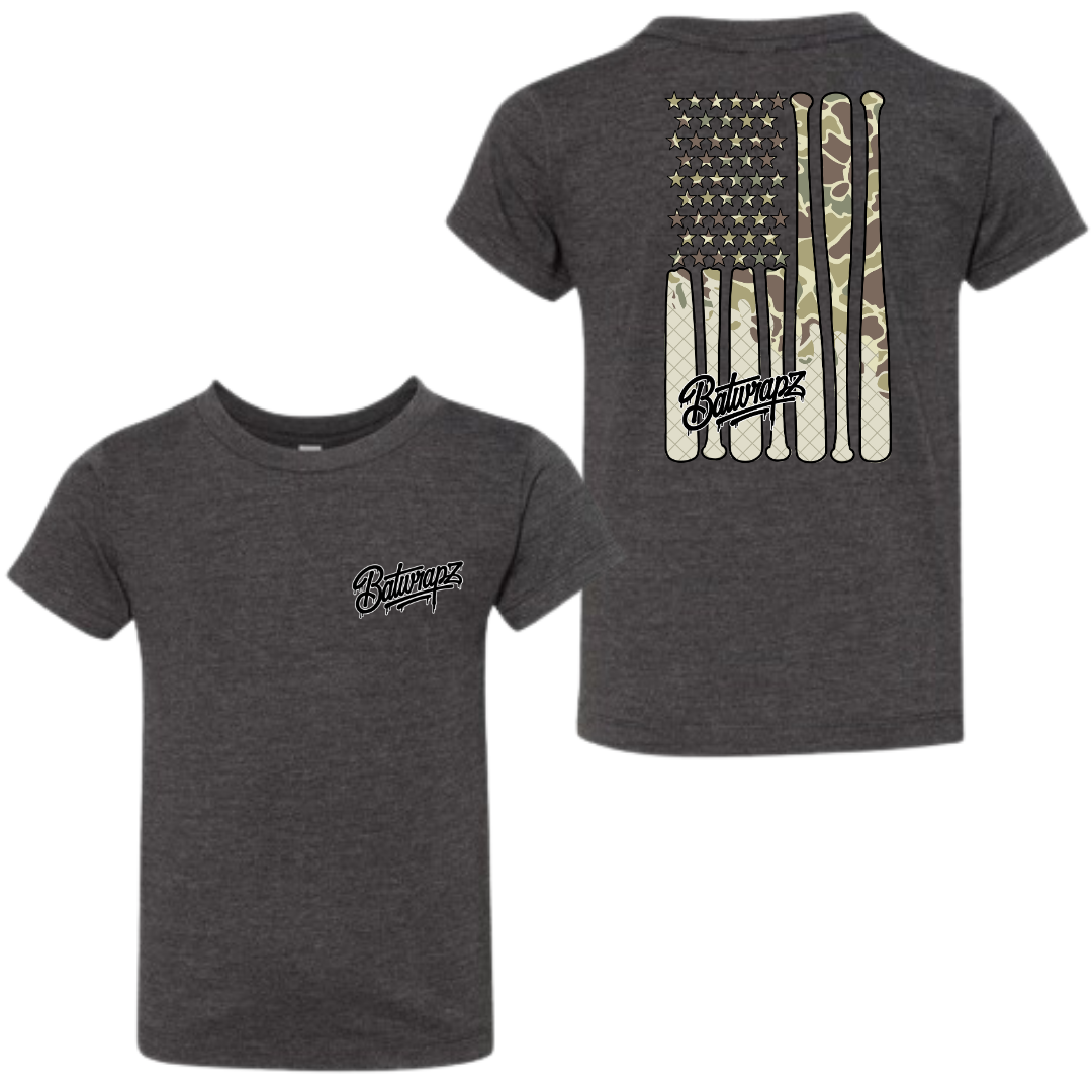 BatWrapz "Camo Baseball Ice Cream Flag" Toddler T-Shirt - Gray