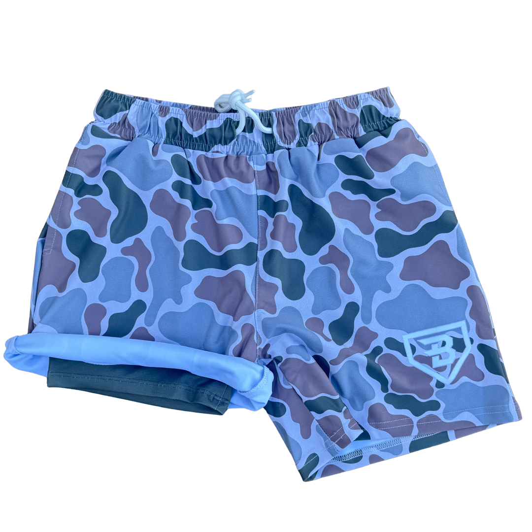 BatWrapz Duck Camo Sandstone Swim Trunks - Youth