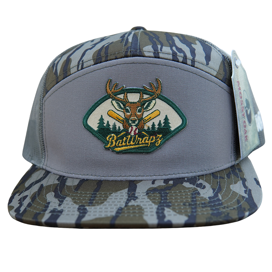 BatWrapz "Deer" 7 Panel Flat Bill Snap Back Hat - Bottomland