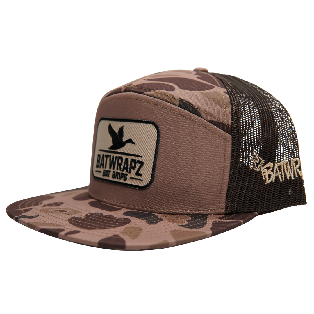BatWrapz Baseball Bat Grips Duck Logo Hat 7 Panel Snap Back - Bark Duck Camo