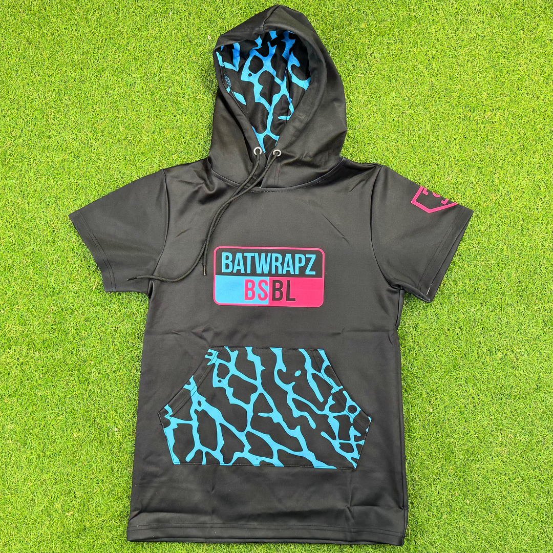BatWrapz BSBL Elephant Print Short Sleeve Training Hoodie Youth - Black