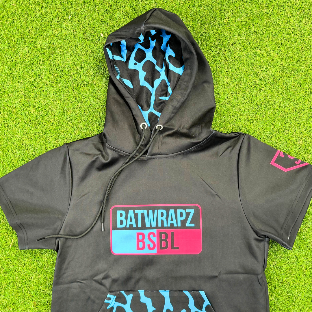 BatWrapz BSBL Elephant Print Short Sleeve Training Hoodie Youth - Black