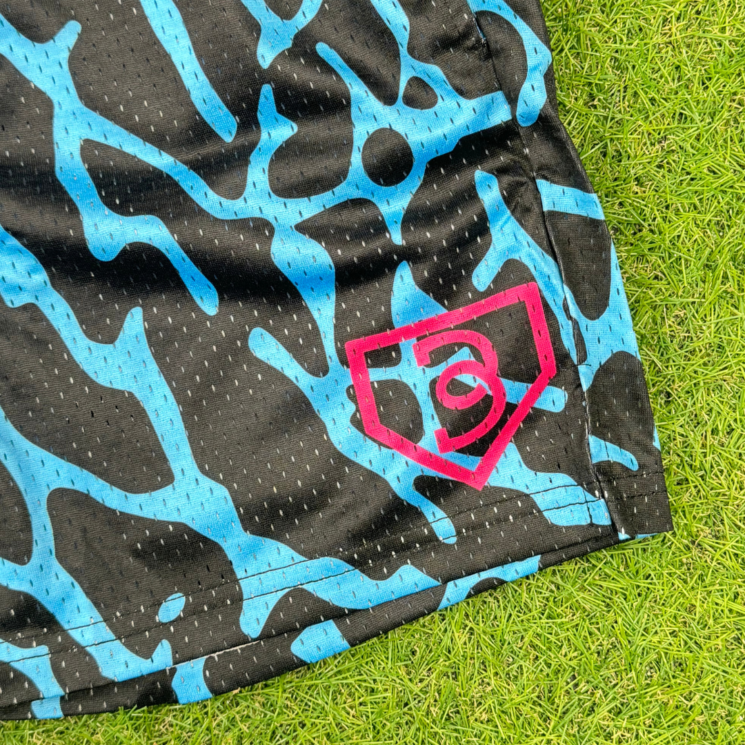BatWrapz Elephant Print Blue / Black Training Shorts - Youth