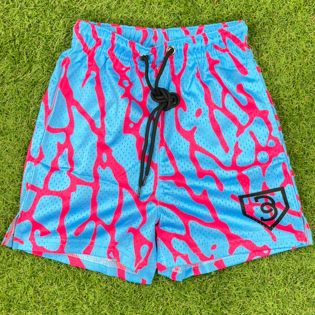 BatWrapz Elephant Print Baby Blue / Pink Training Shorts - Youth