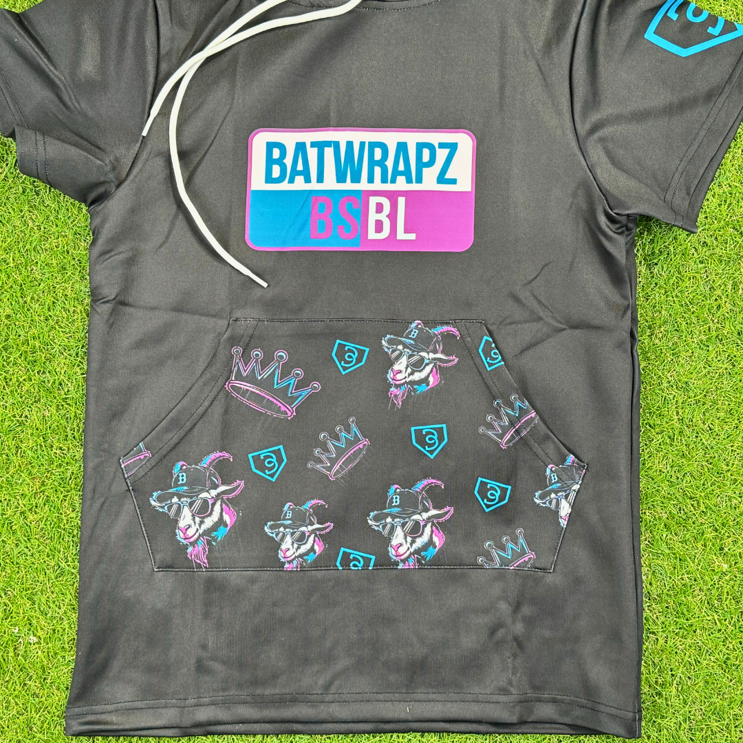 BatWrapz BSBL GOAT Short Sleeve Training Hoodie Youth - Black