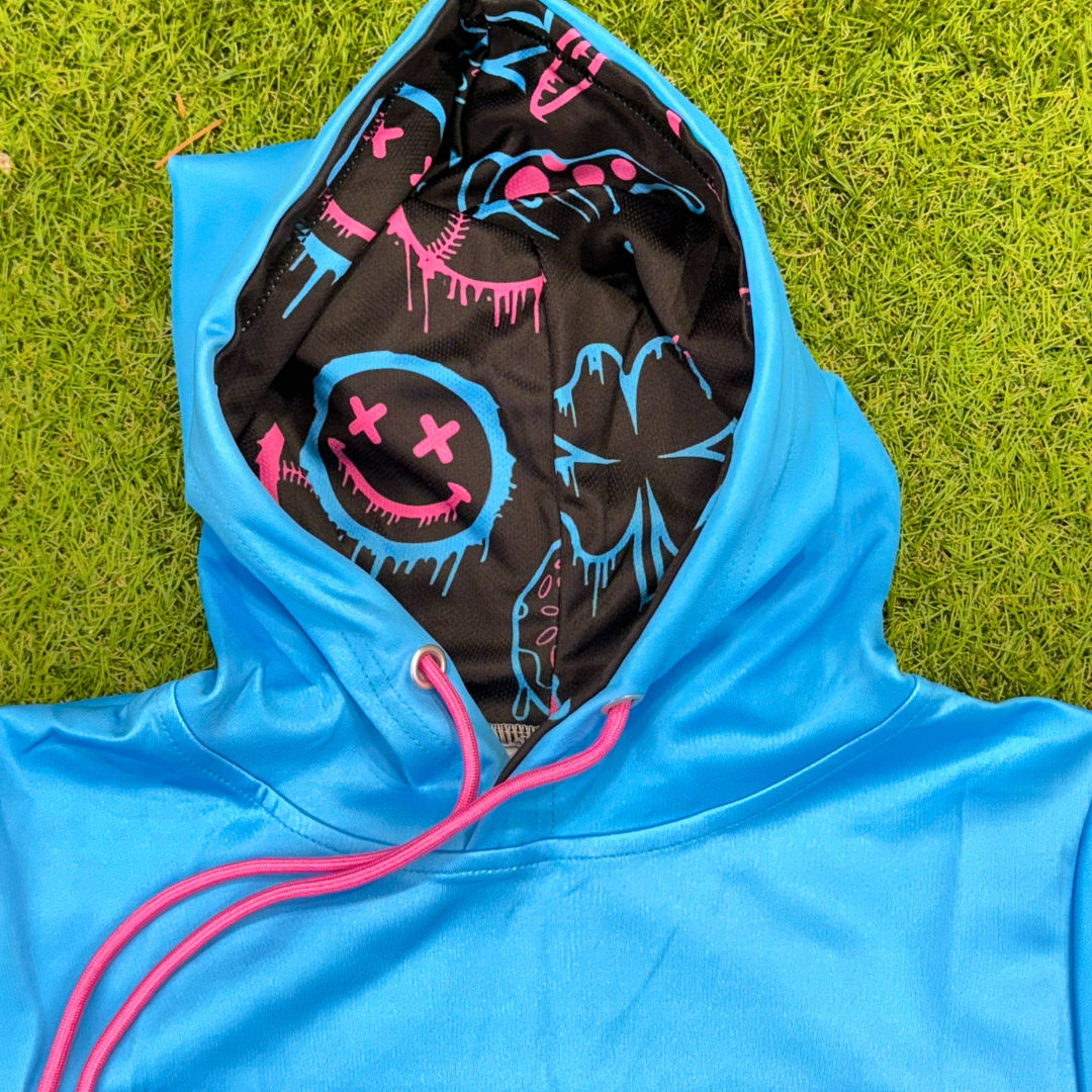 BatWrapz BSBL Graffiti Short Sleeve Training Hoodie Youth - Baby Blue