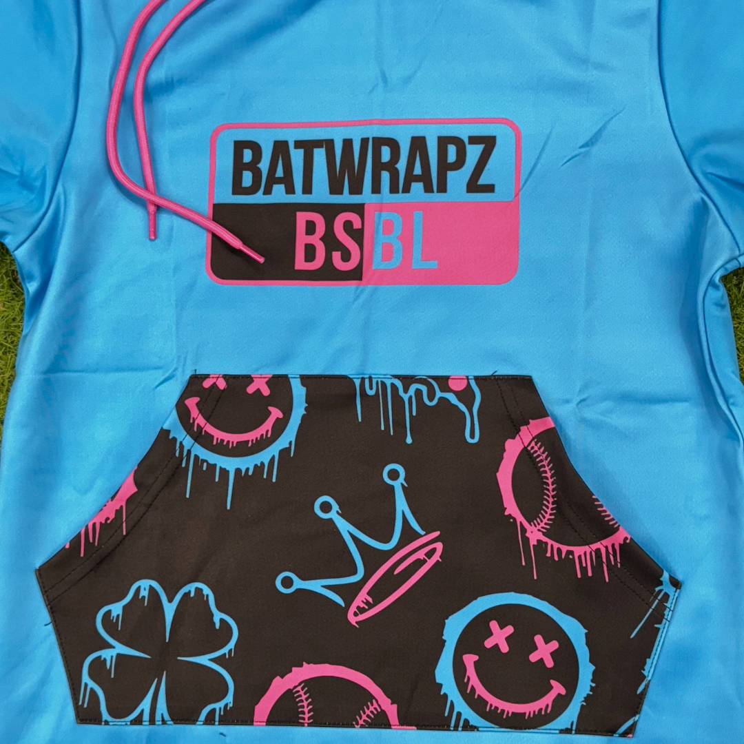 BatWrapz BSBL Graffiti Short Sleeve Training Hoodie Youth - Baby Blue