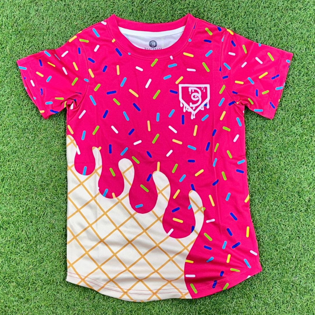 BatWrapz Baseball Ice Cream Short Sleeve Training Tee Youth - Pink