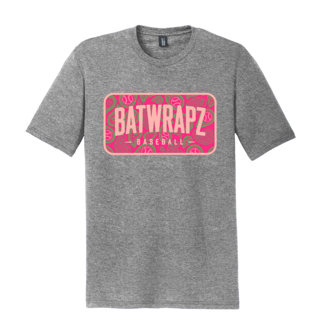 BatWrapz Baseball Paisley Youth Tee - Pink