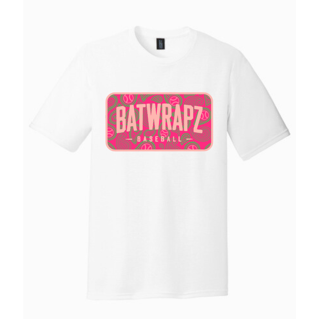 BatWrapz Baseball Paisley Youth T-Shirt - Pink