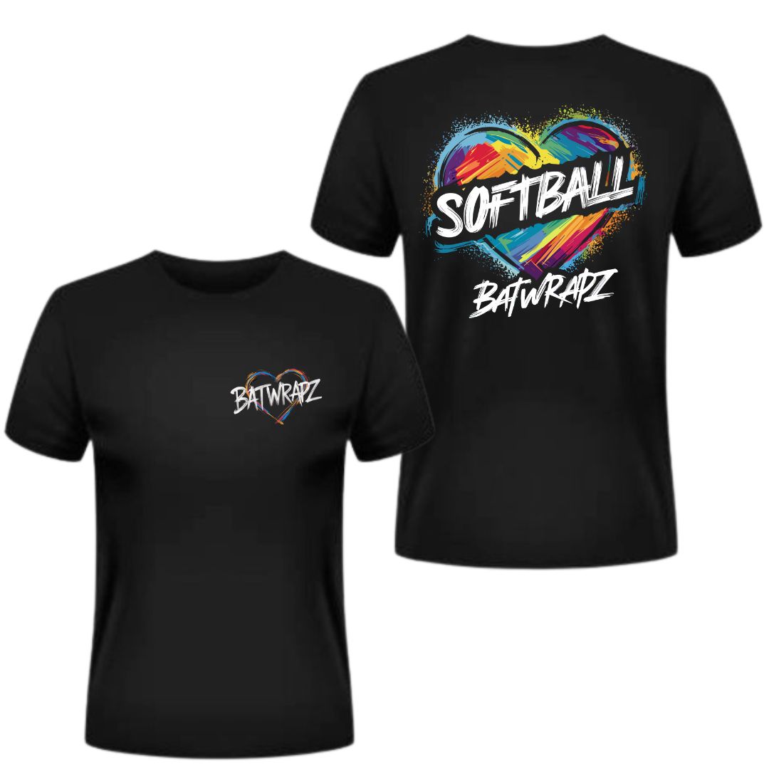 BatWrapz "Softball Heart" Adult TShirt Black