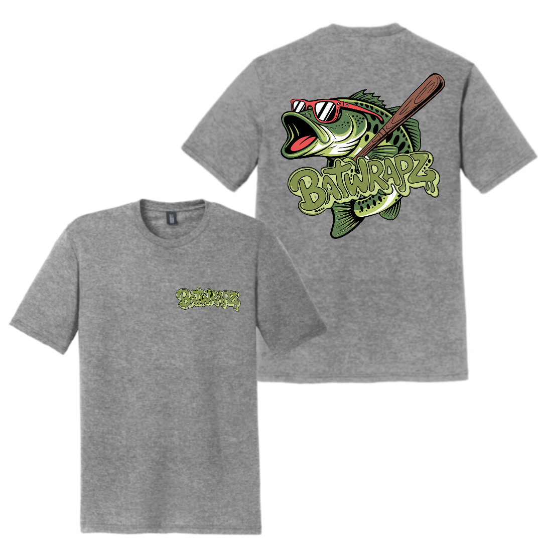 BatWrapz Baseball Bass Adult T-Shirt - Gray