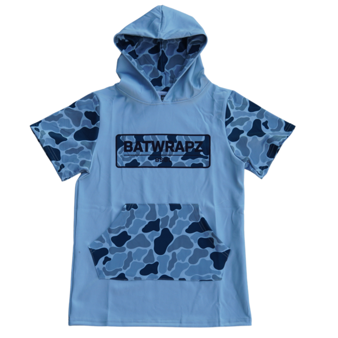 BatWrapz BSBL Duck Camo Short Sleeve Training Hoodie Youth - Slate Teal