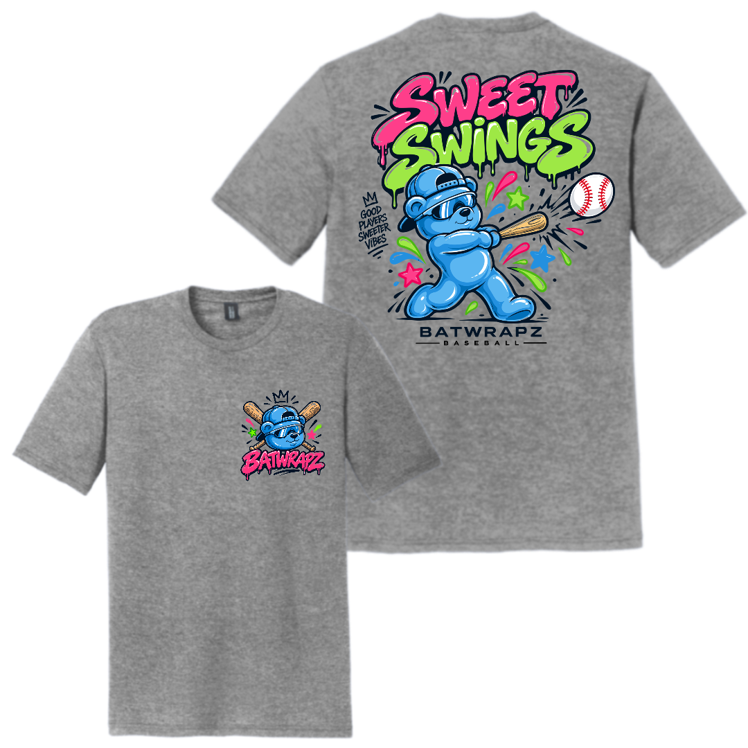 BatWrapz Baseball Sweet Swings T-Shirt Grey - Youth