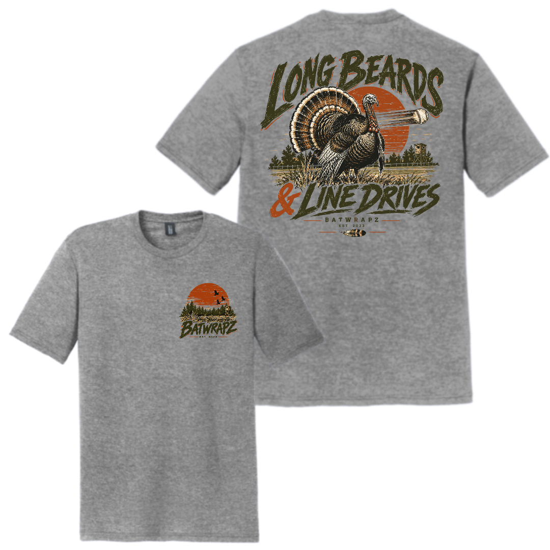 BatWrapz Long Beards and Line Drives T-Shirt Grey - Youth