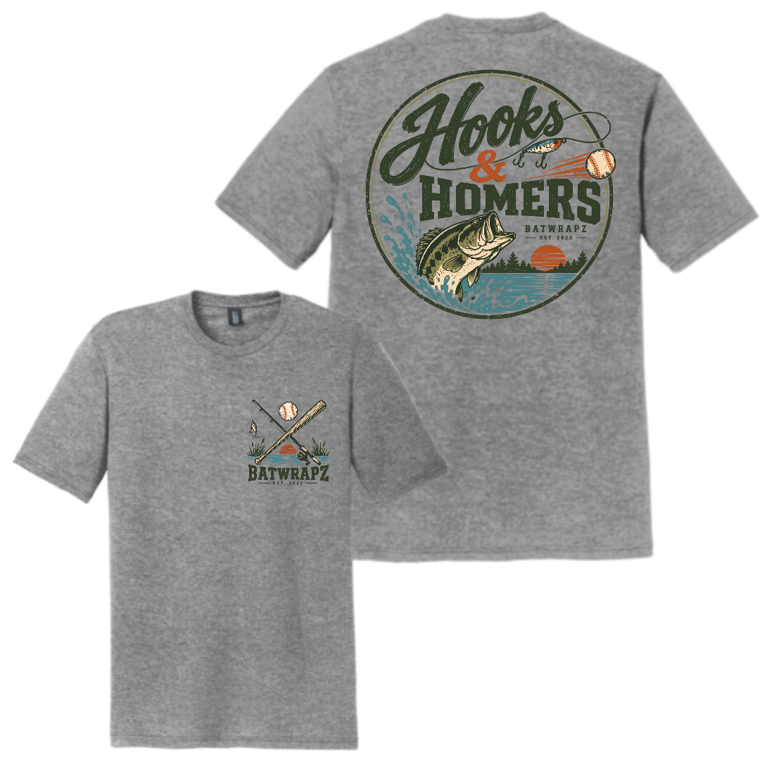 BatWrapz Hooks & Homers T-Shirt Grey - Youth