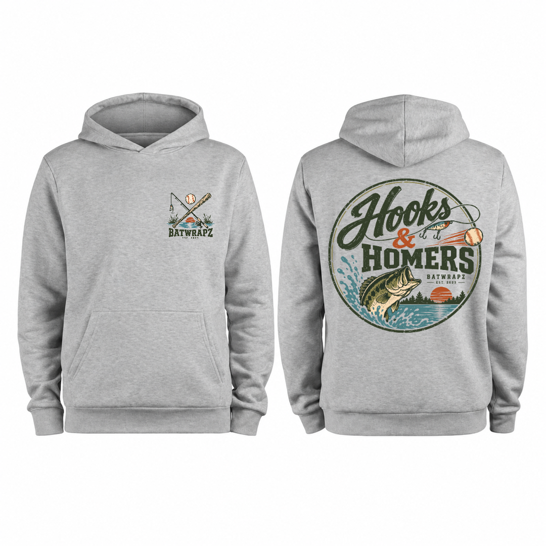 BatWrapz Hooks and Homers Hoodie Youth - Gray