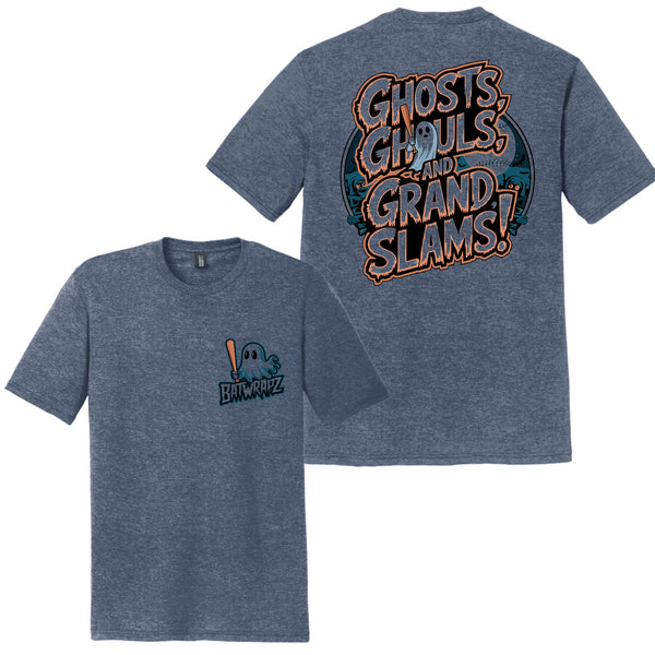 BatWrapz "Ghosts, Ghouls and Grand Slams" Adult Tee - Navy Frost