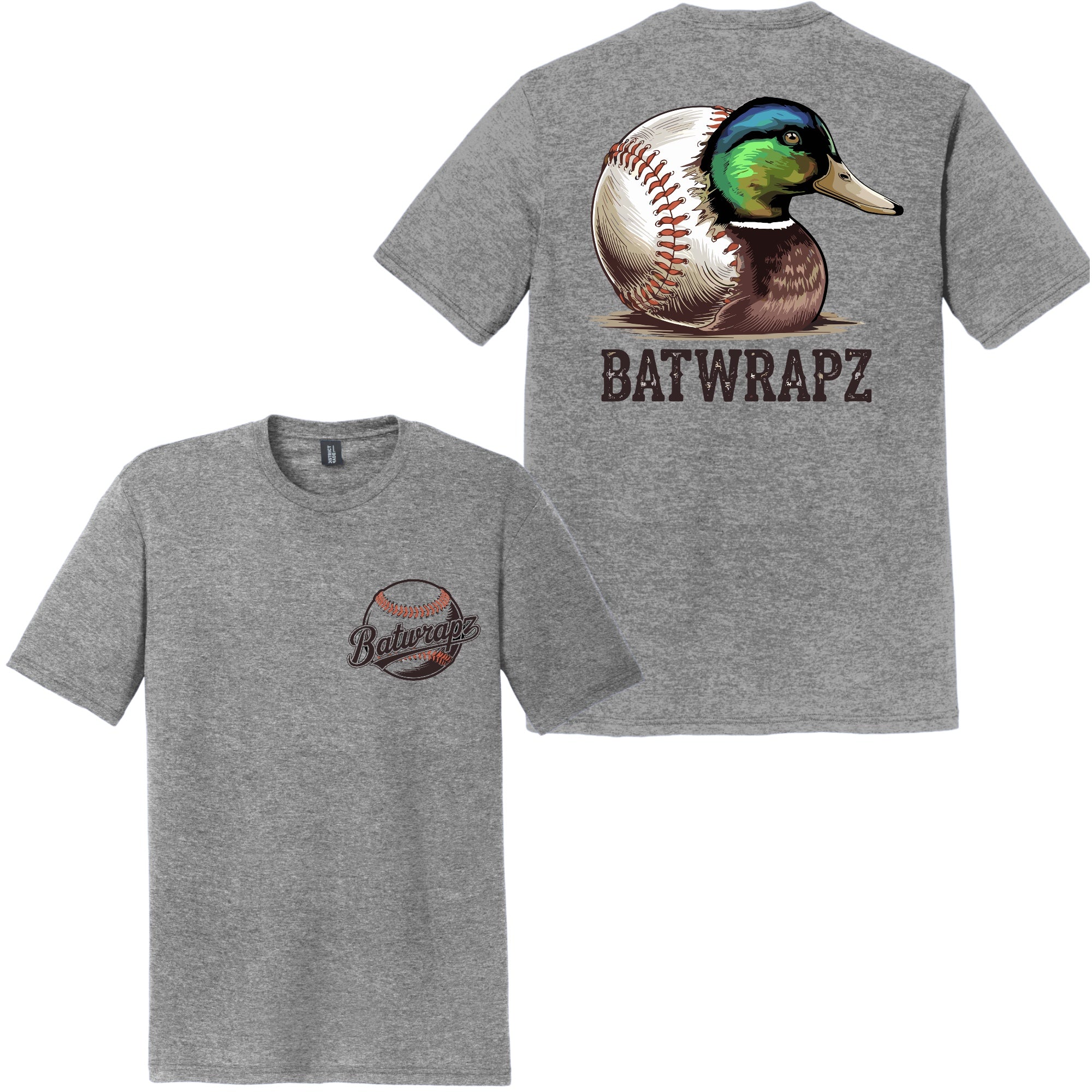 BatWrapz "Duck Down Baseball" Youth Tee - Grey