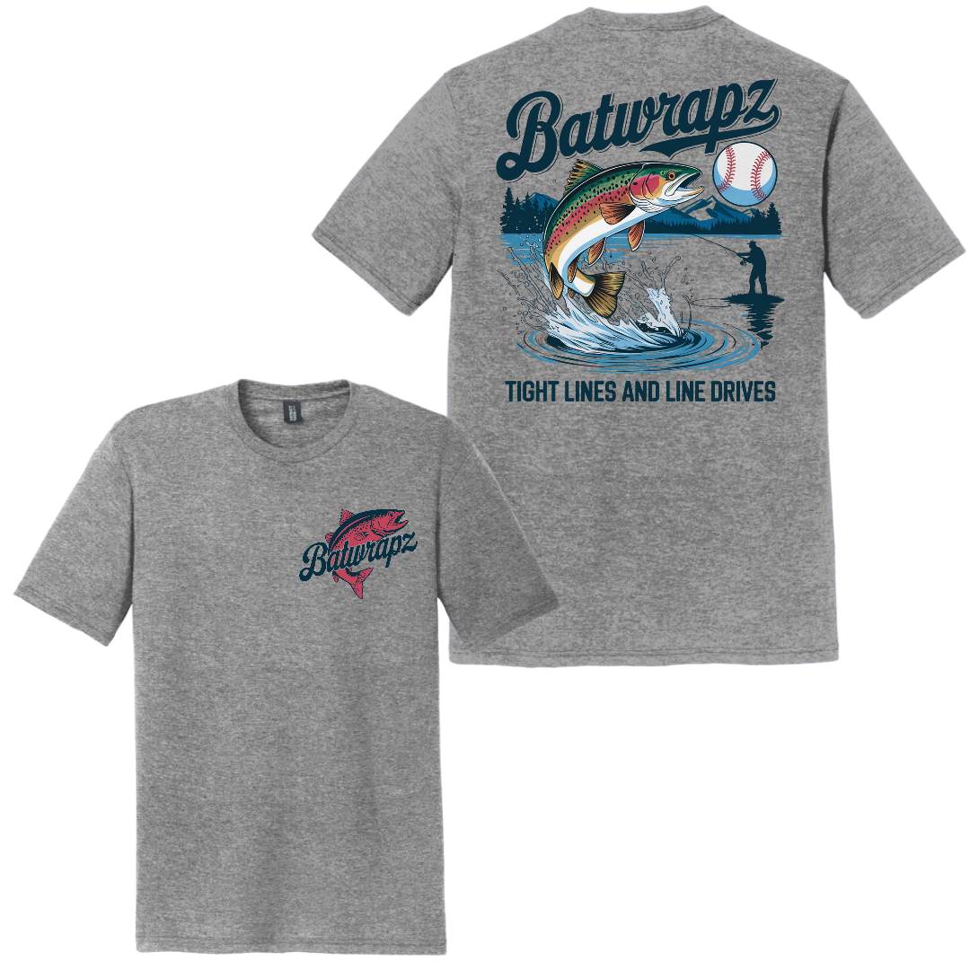 BatWrapz Baseball Tight Lines & Line Drives Youth T-Shirt - Grey