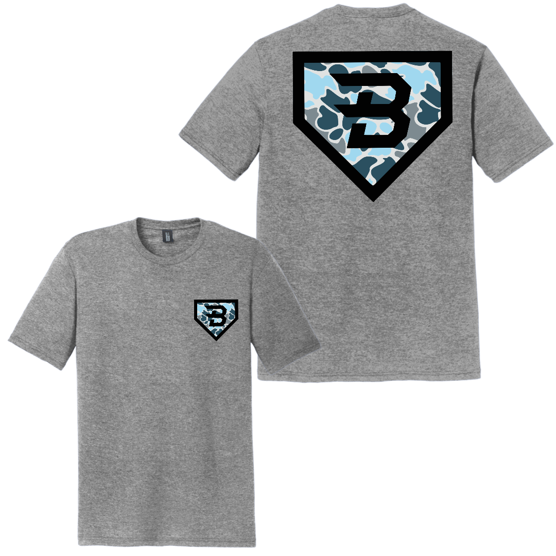 BatWrapz Baseball Blue Camo Logo Youth T-Shirt - Gray