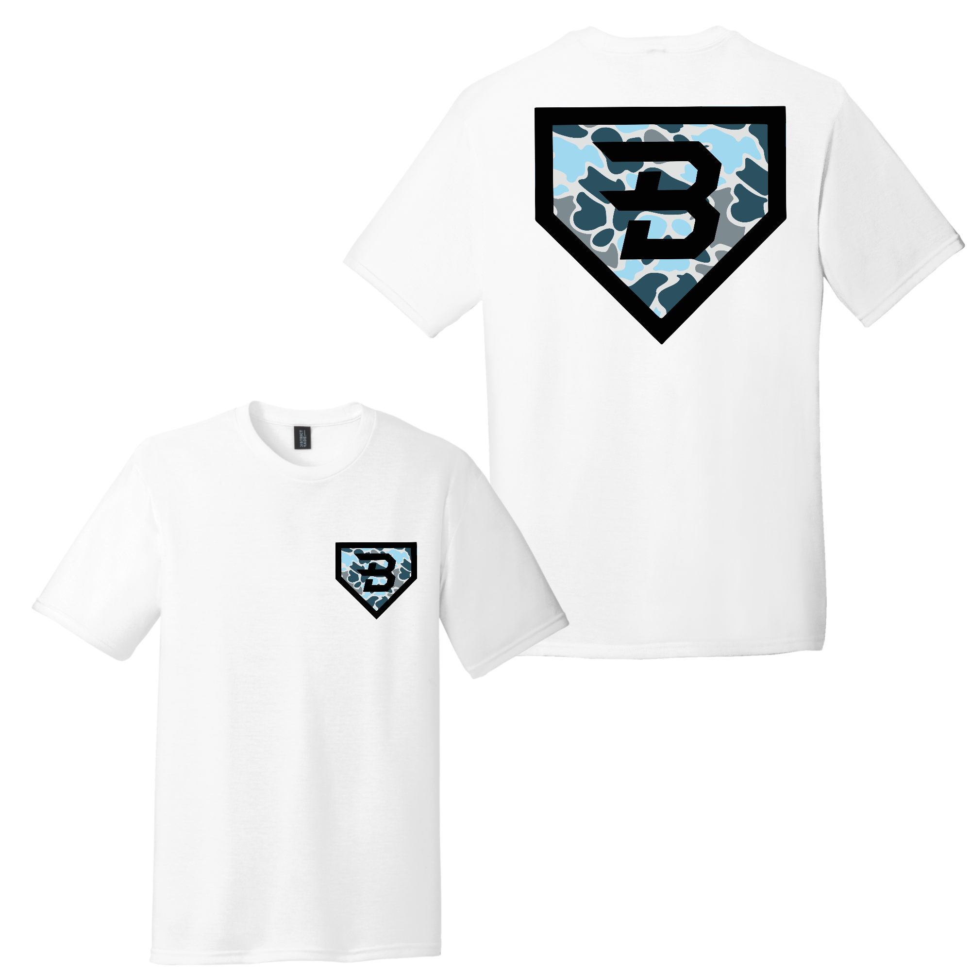 BatWrapz Baseball Blue Camo Logo Youth T-Shirt - White