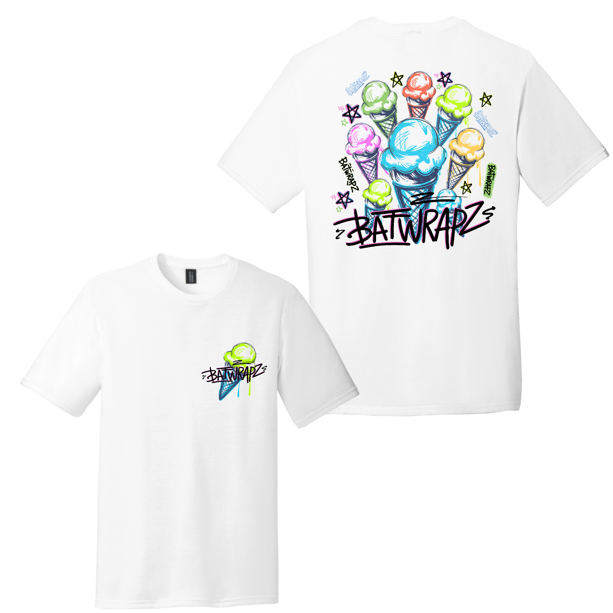 BatWrapz Baseball Graffiti Ice Cream Youth T-Shirt - White