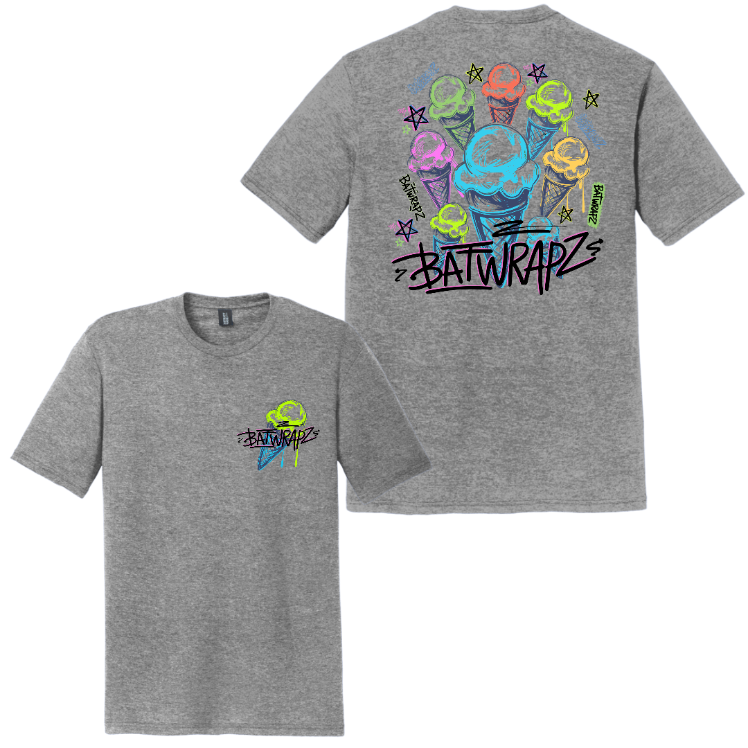 BatWrapz Baseball Graffiti Ice Cream Youth T-Shirt - Gray