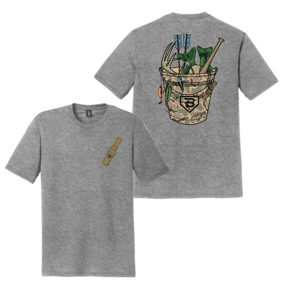 BatWrapz Duck Camo Bucket T-Shirt Grey - Youth