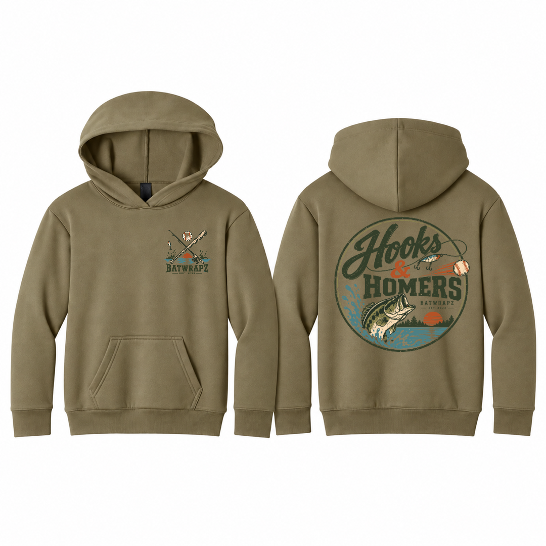BatWrapz Hooks and Homers Hoodie Youth - Brown