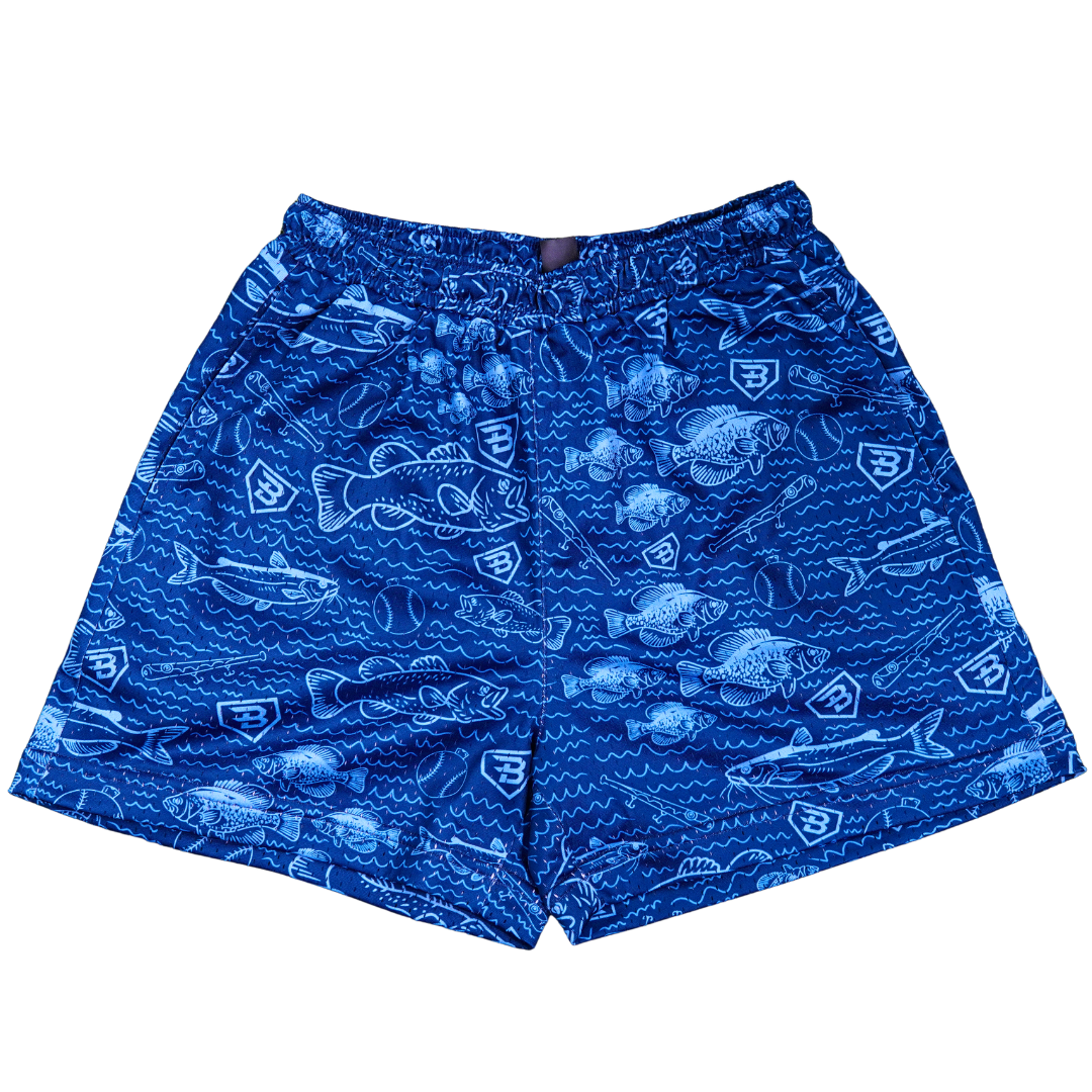 BatWrapz Fishin' for Dingers Training Shorts Blue - Youth