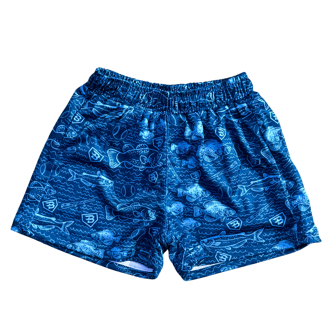 BatWrapz Fishin' for Dingers Training Shorts Blue - Toddler