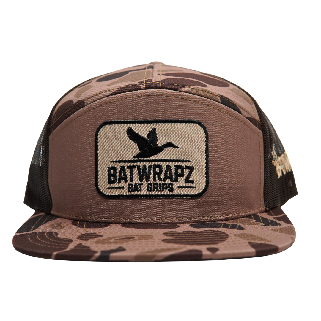 BatWrapz Baseball Bat Grips Duck Logo Hat 7 Panel Snap Back - Bark Duck Camo