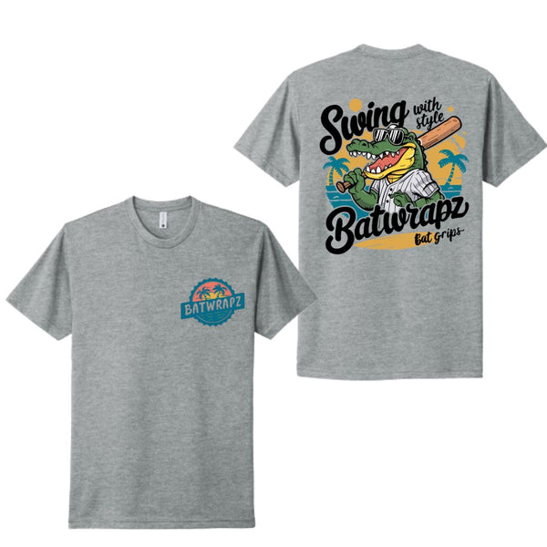 BatWrapz Baseball "Alligator" Youth Tee - Heather Gray