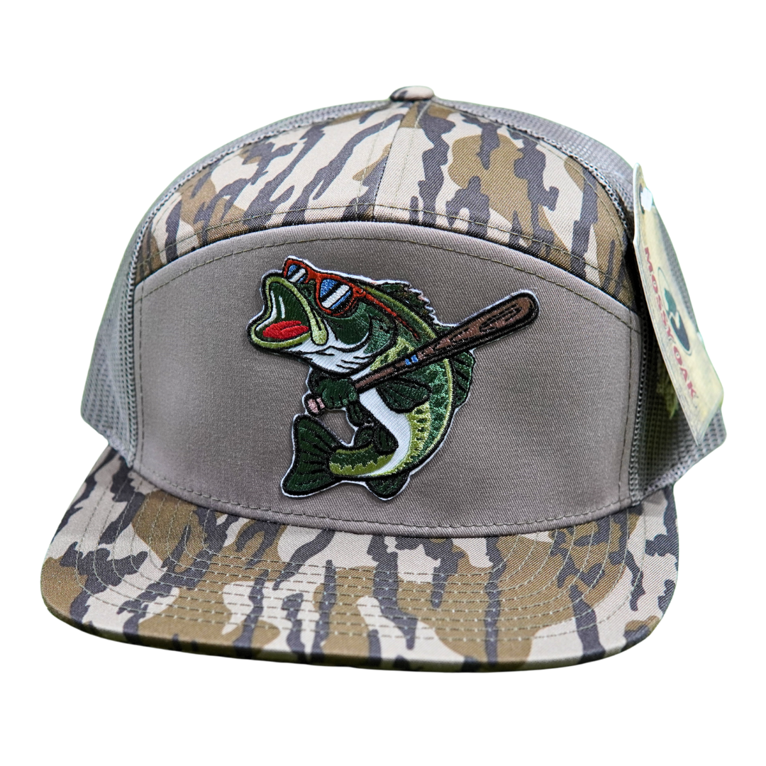BatWrapz "Baseball Bass" 7 Panel Flat Bill Snap Back Hat - Bottomland