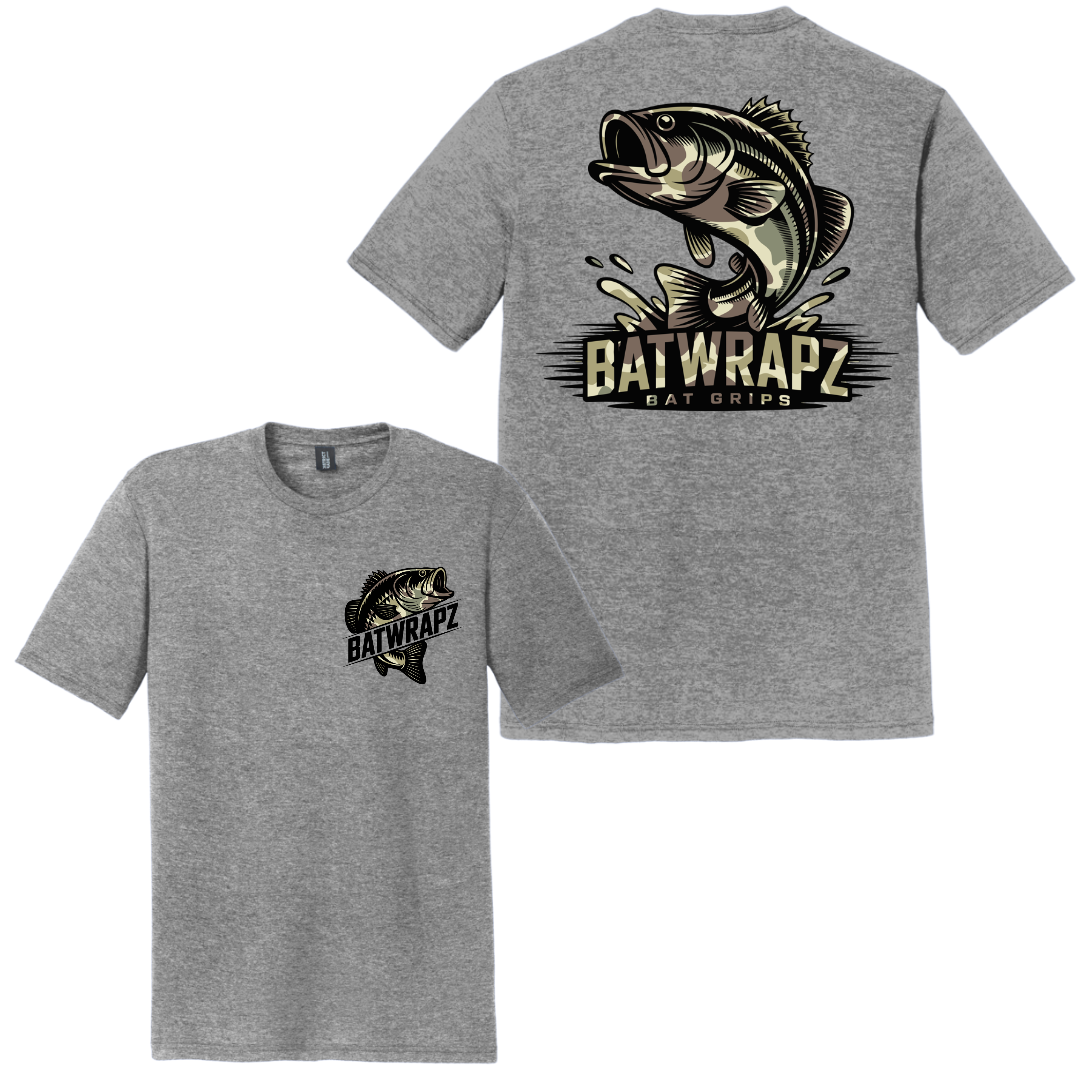 BatWrapz Baseball Camo Bass Youth T-Shirt - Gray